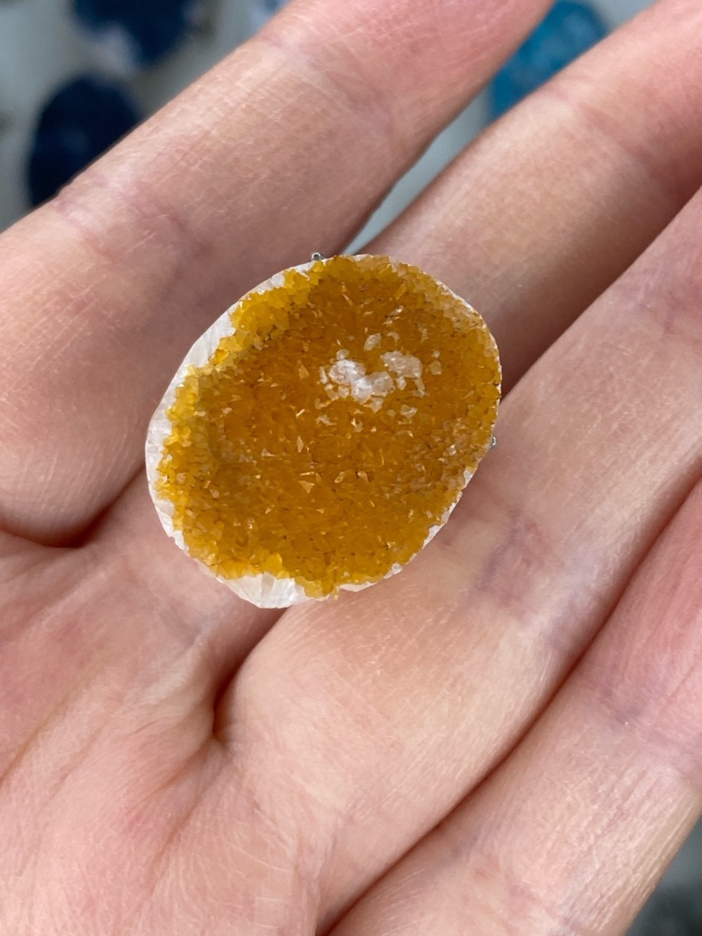 Raw Yellow Druzy Calcite Ring • Sparkling Solar Crystal • Vibrant Honey Stone